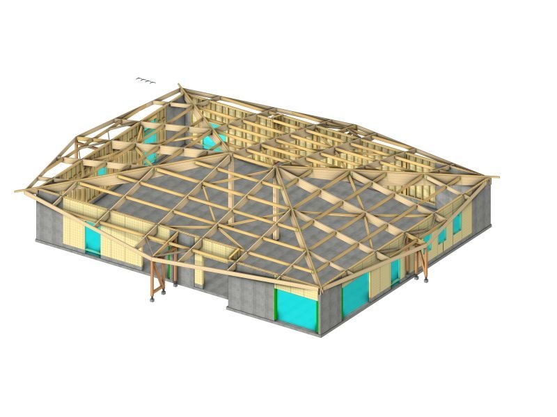 Maquette en trois dimensions de la charpente de la pharmacie de Marcigny